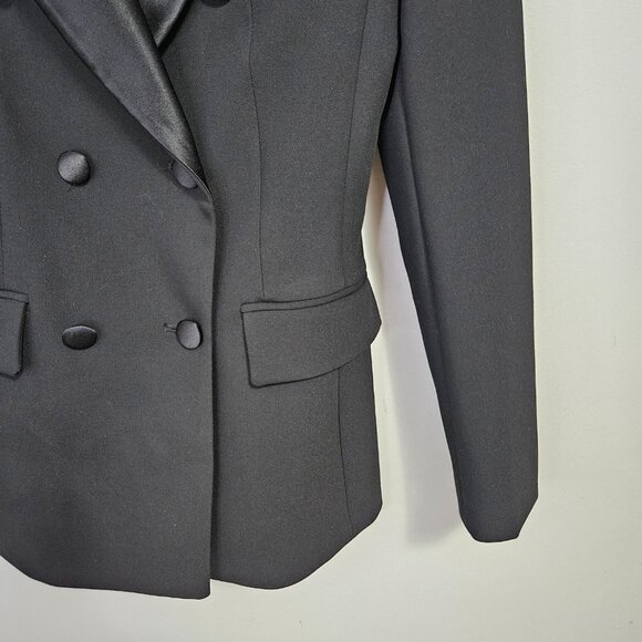 Zara Double Breasted Tailored Tuxedo Blazer Jacket XS Black 9064/940 - Picture 6 of 12